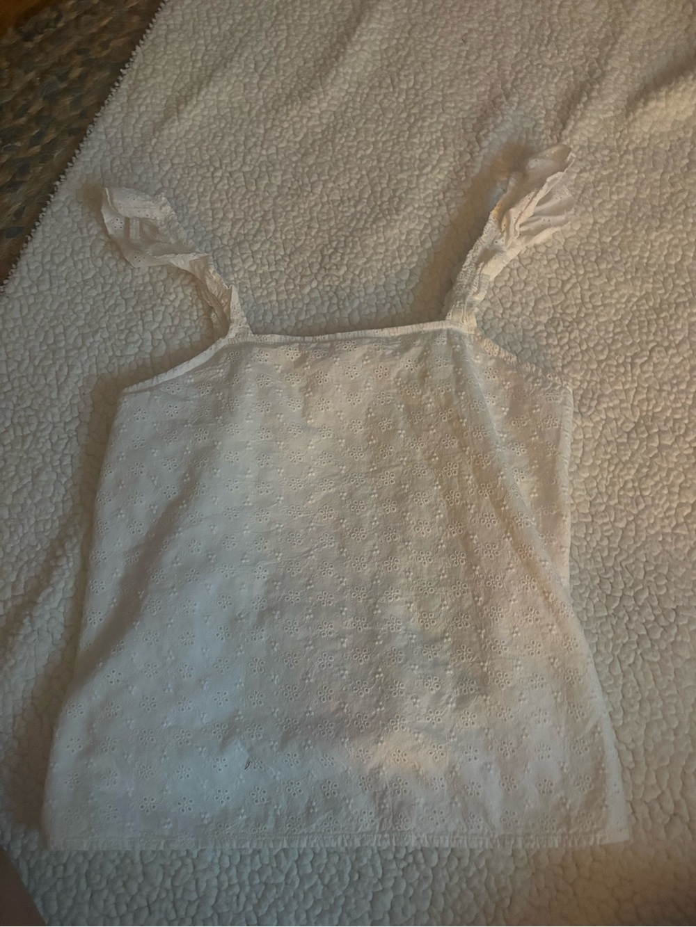 Willow & Root White Eyelet Ruffle-Strap Camisole